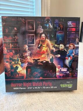 Horror Night Watch Party NEW sealed 1000 piece puzzle. Halloween, Freddy ,Chucky